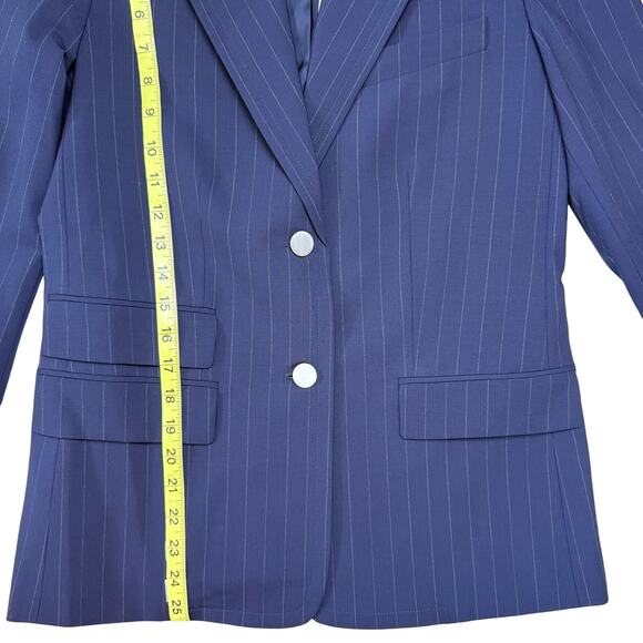 THEORY Tailor Blazer Pinstripe Navy Wool Jacket - Picture 12 of 16